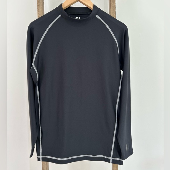 FJ Footjoy Thermal Baselayer Mens Golf Pull-Over Long Sleeve Black Shirt Medium - Picture 1 of 5